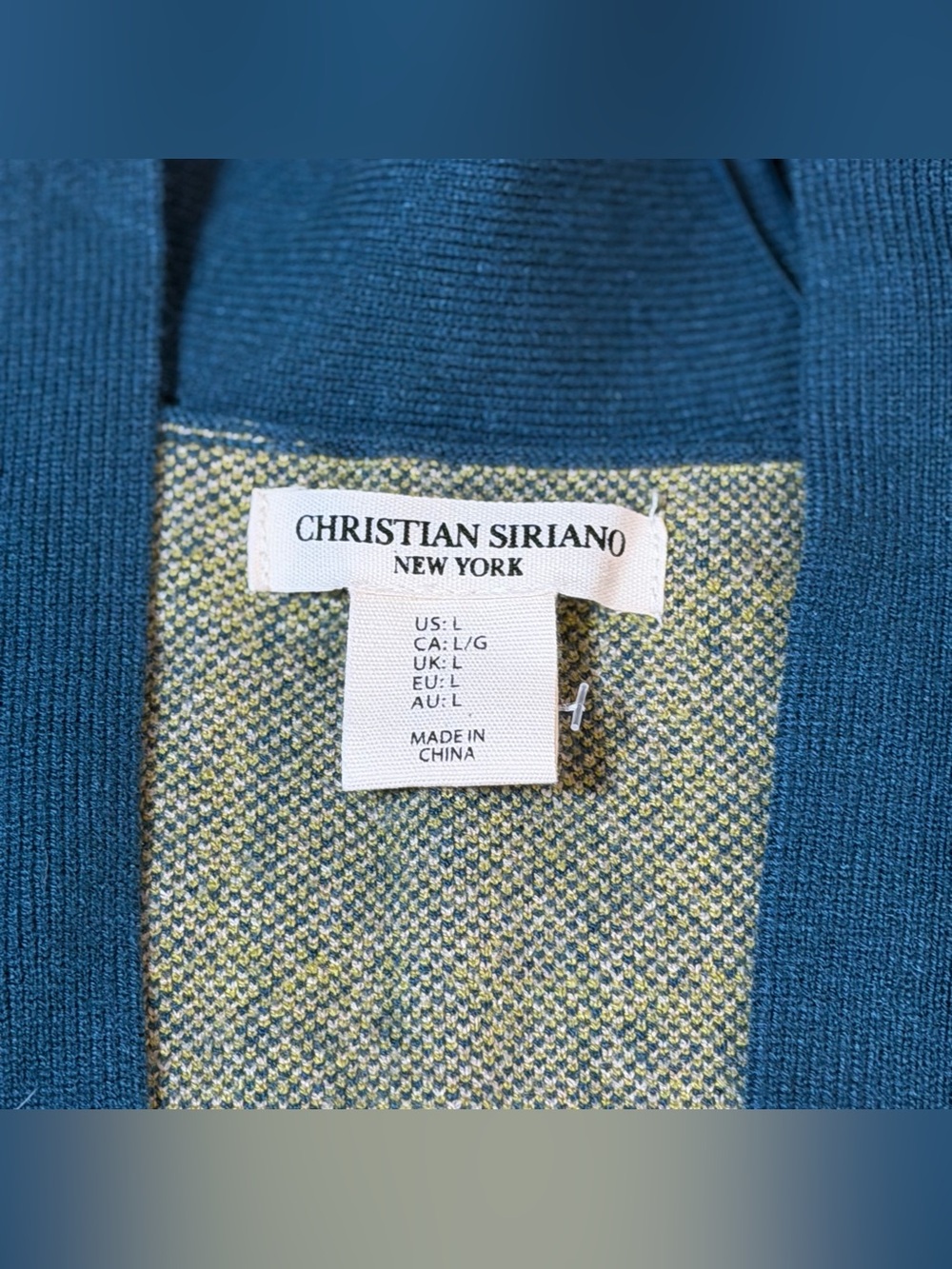 Christian Siriano NWT Plaid Open Front Long Cardigan Sweater Teal Multi L Preppy - Picture 3 of 12